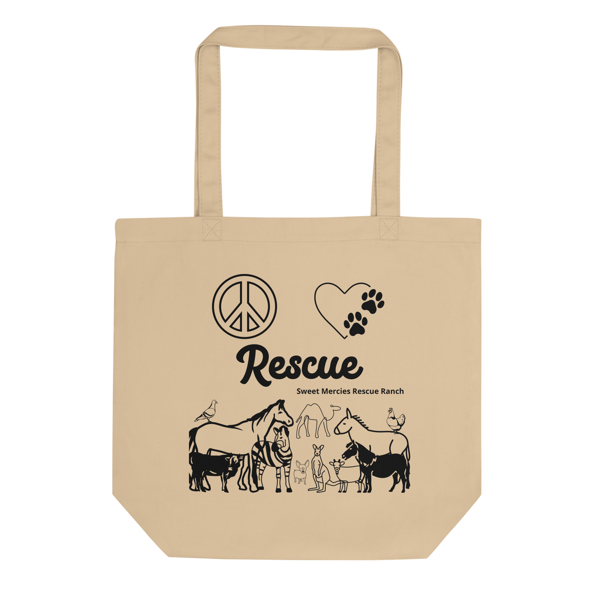 Peace, Love, Rescue - Sweet Mercies Rescue Ranch - Eco Tote Bag