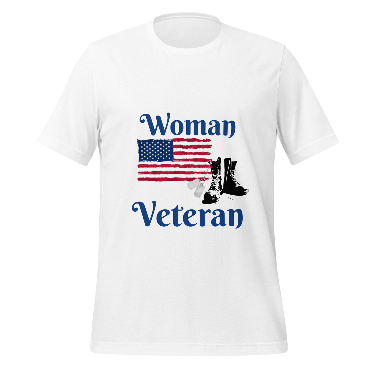 Woman Veteran - Flag, Boots, Dog Tags - Unisex t-shirt